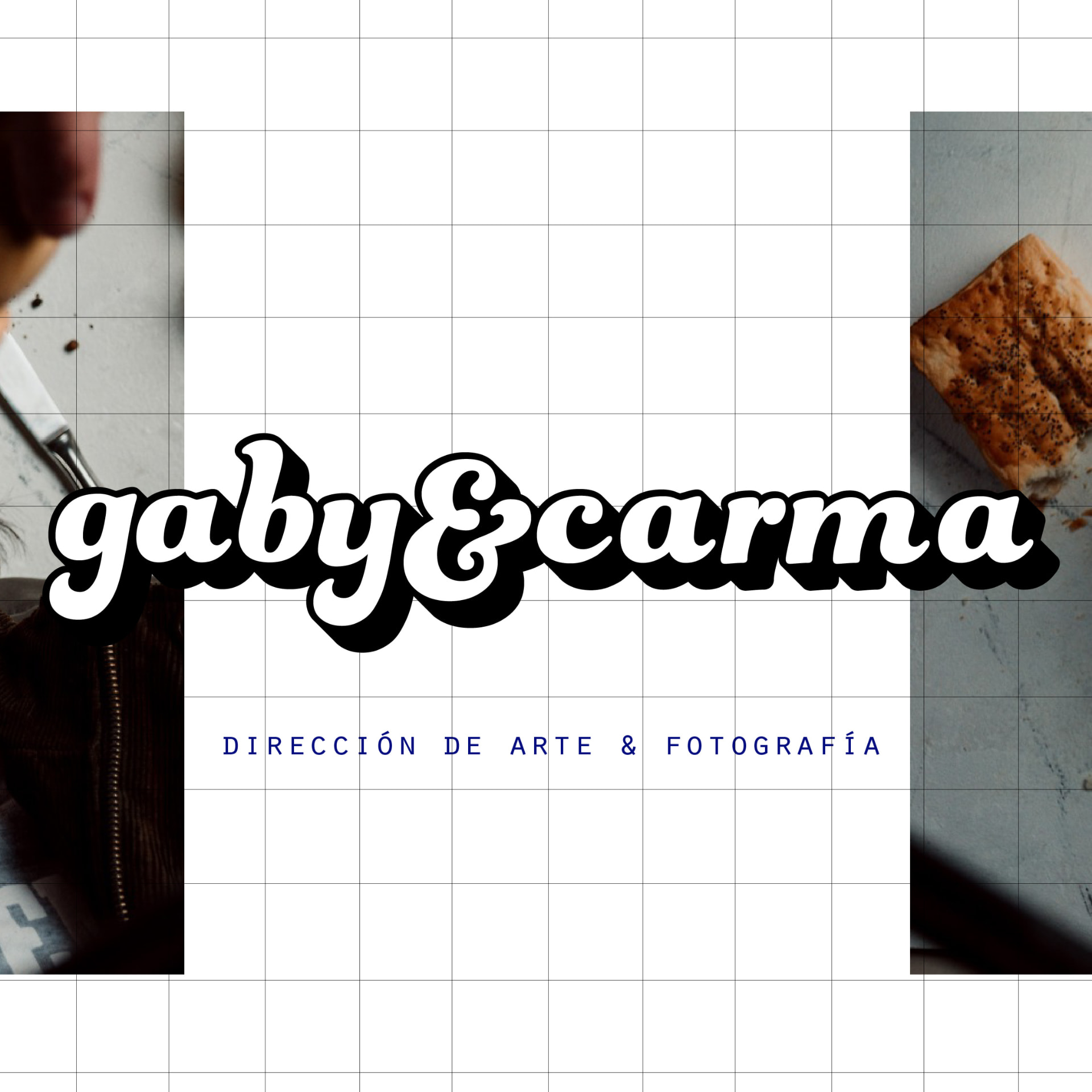 Logotipo original Gaby & Carma, dirección de arte y fotografía, sobre la composición gráfica de LoleRead
